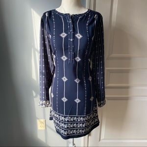LOFT Outlet Petite Navy Long Sleeve Dress